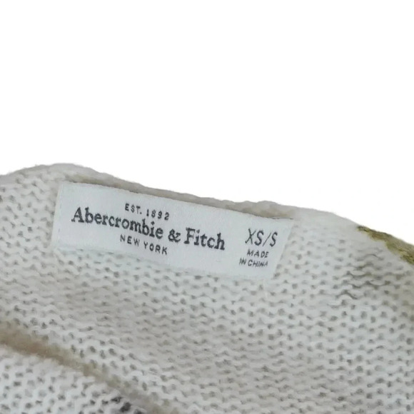 *FLAW* Abercrombie & Fitch Women's Sweater XS Floral Cream Oversize Wool Blend - Picture 7 of 11